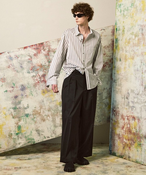 UNISEX》Wool Mix Continuous Tow-Tuck Wide Pants/ウールミックス