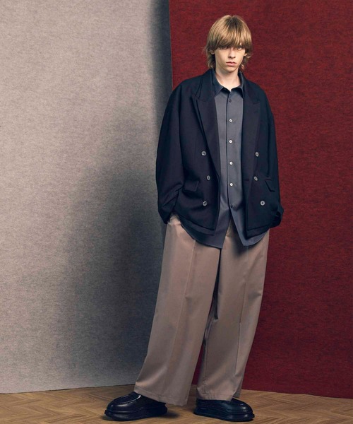 UNISEX》Wool Mix Continuous Tow-Tuck Wide Pants/ウール