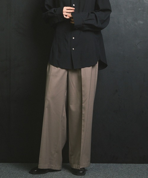 UNISEX》Wool Mix Continuous Tow-Tuck Wide Pants/ウールミックス