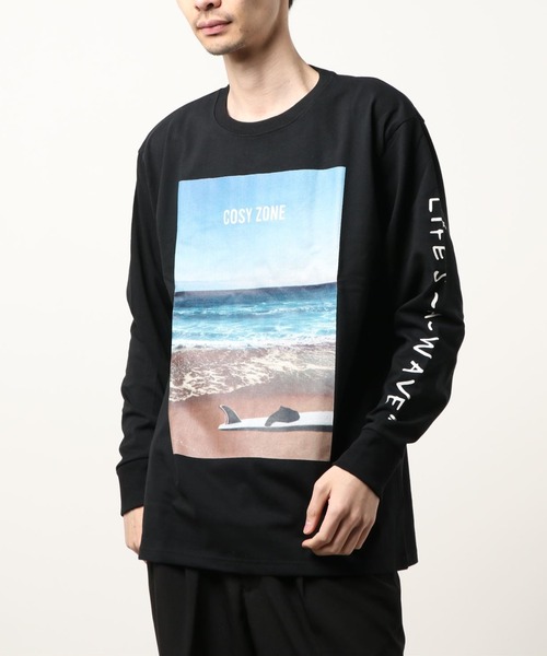 ARCHIVER(アーカイバ)の「【RS】【16/-天竺】サーフプリント長袖Tシャツ(Tシャツ/カットソー・レディース・グレー/ブラック/ホワイト・LARGE/MEDIUM)」の3枚目の写真