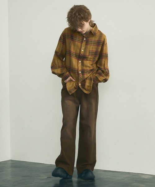 Shoowtime（ショウタイム）の「oversized casual check shirt / オーバーサイズカジュアルチェックシャツ（シャツ/ブラウス・メンズ・ブラウン系/イエロー系/レッド系・MEDIUM/LARGE/X-LARGE）」の13枚目の写真