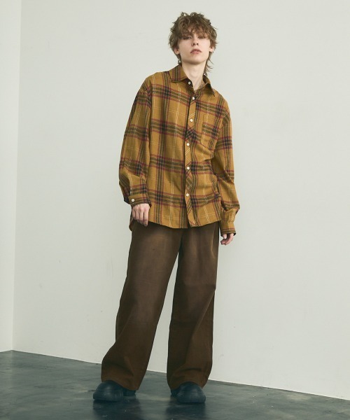 Shoowtime（ショウタイム）の「oversized casual check shirt / オーバーサイズカジュアルチェックシャツ（シャツ/ブラウス・メンズ・ブラウン系/イエロー系/レッド系・MEDIUM/LARGE/X-LARGE）」の15枚目の写真