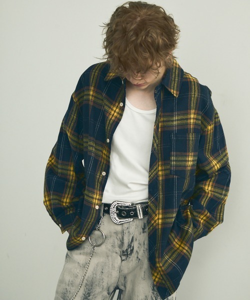 Shoowtime（ショウタイム）の「oversized casual check shirt / オーバーサイズカジュアルチェックシャツ（シャツ/ブラウス・メンズ・ブラウン系/イエロー系/レッド系・MEDIUM/LARGE/X-LARGE）」の20枚目の写真
