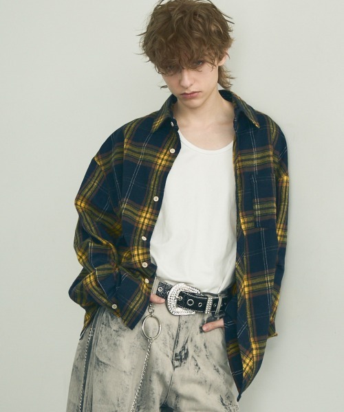 Shoowtime（ショウタイム）の「oversized casual check shirt / オーバーサイズカジュアルチェックシャツ（シャツ/ブラウス・メンズ・ブラウン系/イエロー系/レッド系・MEDIUM/LARGE/X-LARGE）」の22枚目の写真