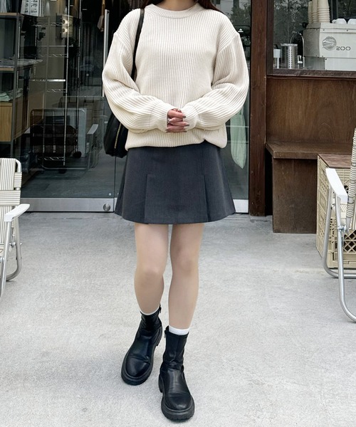 LE MORE（リモア）の「ルーズフィット畦編みニット（ニット/セーター・レディース・アイボリー/ネイビー・FREE）」の9枚目の写真