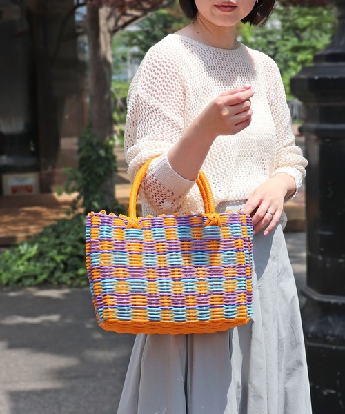 セール】マルチカラーマルシェトートバッグ（かごバッグ）｜T・S