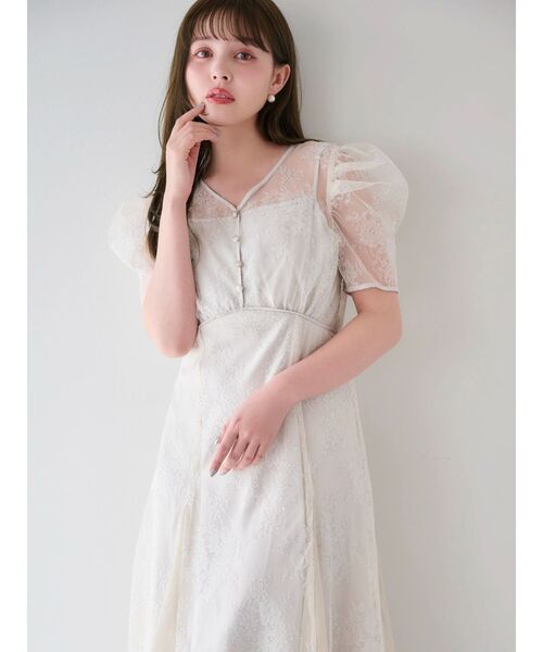 dazzlin(ダズリン)の「ラメチュールレースパイピングドレス(ドレス・レディース・ブルー/アイボリー/ブラック・SMALL/MEDIUM)」の7枚目の写真