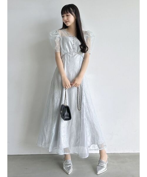 dazzlin(ダズリン)の「ラメチュールレースパイピングドレス(ドレス・レディース・ブルー/アイボリー/ブラック・SMALL/MEDIUM)」の11枚目の写真