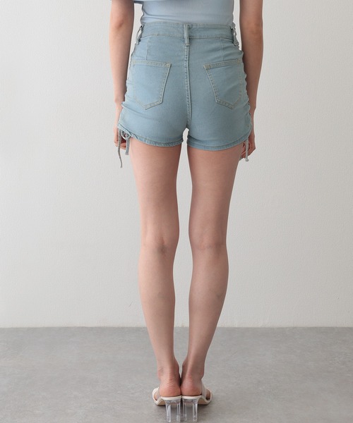 Lace Ladies(レースレディース)の「サイド シャーリング リボン デニム ショート パンツ(デニムパンツ・レディース・ブラック/ブルー/グレー・S/M/L/XL)」の18枚目の写真