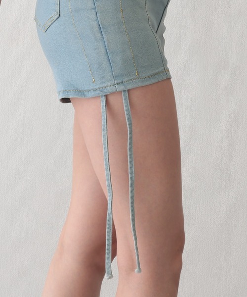 Lace Ladies(レースレディース)の「サイド シャーリング リボン デニム ショート パンツ(デニムパンツ・レディース・ブラック/ブルー/グレー・S/M/L/XL)」の22枚目の写真
