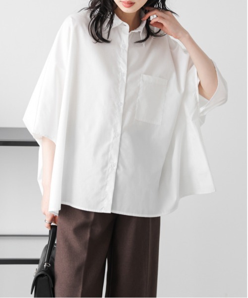 La-gemme(ラジェム)の「ポンチョシルエット シャツブラウス(シャツ/ブラウス・レディース・ブラック/ホワイト・フリー)」の6枚目の写真