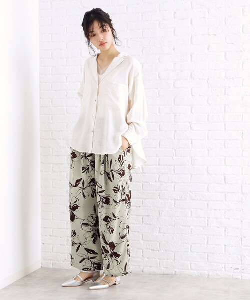 THE SHOP TK （ザ ショップ ティーケー ）の「テーラードカラーシャツ【洗える】（シャツ/ブラウス・レディース・ダークブラウン/アイボリー・12/13）」の6枚目の写真