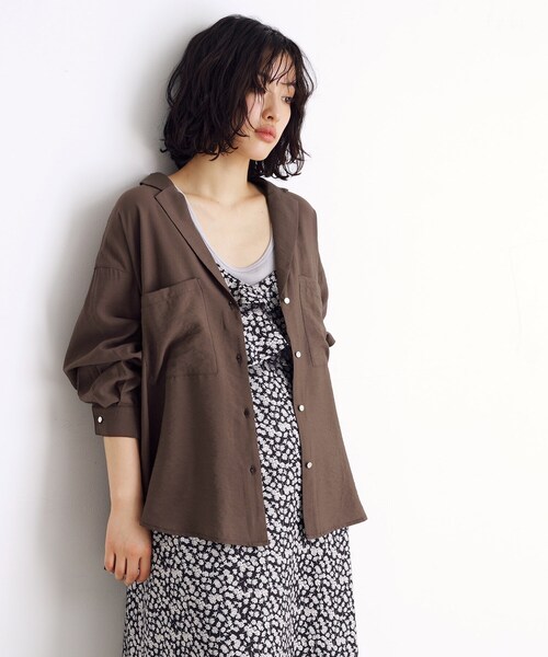 THE SHOP TK （ザ ショップ ティーケー ）の「テーラードカラーシャツ【洗える】（シャツ/ブラウス・レディース・ダークブラウン/アイボリー・12/13）」の19枚目の写真