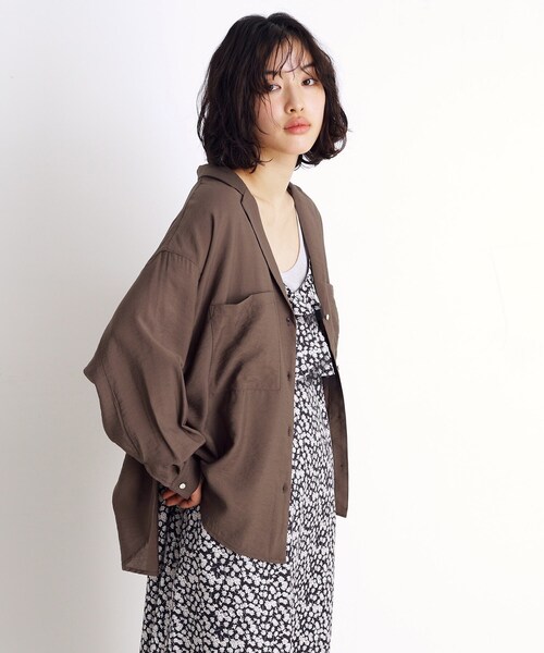 THE SHOP TK （ザ ショップ ティーケー ）の「テーラードカラーシャツ【洗える】（シャツ/ブラウス・レディース・ダークブラウン/アイボリー・12/13）」の18枚目の写真