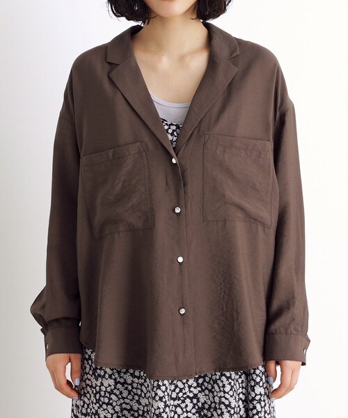 THE SHOP TK （ザ ショップ ティーケー ）の「テーラードカラーシャツ【洗える】（シャツ/ブラウス・レディース・ダークブラウン/アイボリー・12/13）」の16枚目の写真