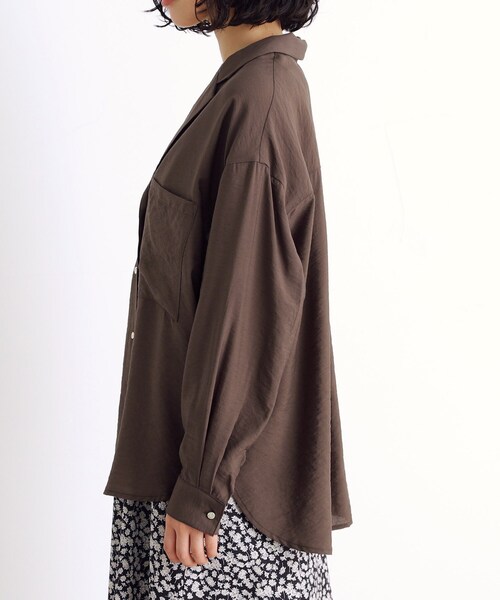 THE SHOP TK （ザ ショップ ティーケー ）の「テーラードカラーシャツ【洗える】（シャツ/ブラウス・レディース・ダークブラウン/アイボリー・12/13）」の15枚目の写真