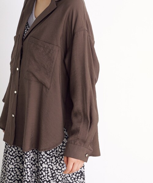 THE SHOP TK （ザ ショップ ティーケー ）の「テーラードカラーシャツ【洗える】（シャツ/ブラウス・レディース・ダークブラウン/アイボリー・12/13）」の10枚目の写真