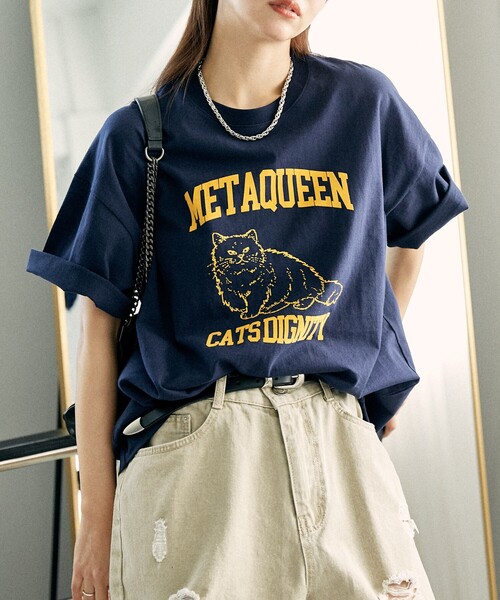 PUBLUX（パブリュクス）の「PUBLUX/パブリュクス フロッキー キャット アニマルプリントTシャツ　限定展開（Tシャツ/カットソー・レディース・ネイビー/オフホワイト/ライトグレー・SMALL/MEDIUM/LARGE）」の9枚目の写真