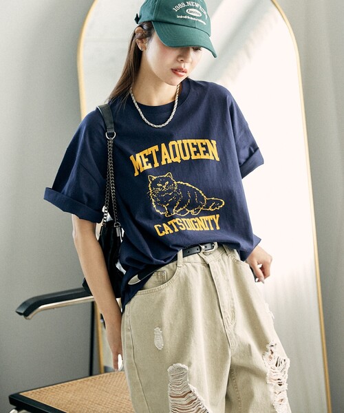 PUBLUX（パブリュクス）の「PUBLUX/パブリュクス フロッキー キャット アニマルプリントTシャツ　限定展開（Tシャツ/カットソー・レディース・ネイビー/オフホワイト/ライトグレー・SMALL/MEDIUM/LARGE）」の11枚目の写真