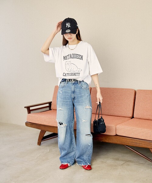 PUBLUX（パブリュクス）の「PUBLUX/パブリュクス フロッキー キャット アニマルプリントTシャツ　限定展開（Tシャツ/カットソー・レディース・ネイビー/オフホワイト/ライトグレー・SMALL/MEDIUM/LARGE）」の20枚目の写真