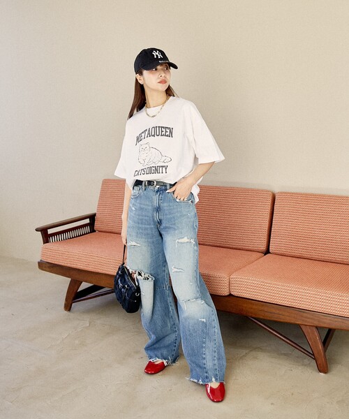 PUBLUX（パブリュクス）の「PUBLUX/パブリュクス フロッキー キャット アニマルプリントTシャツ　限定展開（Tシャツ/カットソー・レディース・ネイビー/オフホワイト/ライトグレー・SMALL/MEDIUM/LARGE）」の21枚目の写真