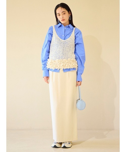 emmi（エミ）の「ダンボールアイラインタックスカート（スカート・レディース・ブラック/アイボリー・1/0）」の2枚目の写真