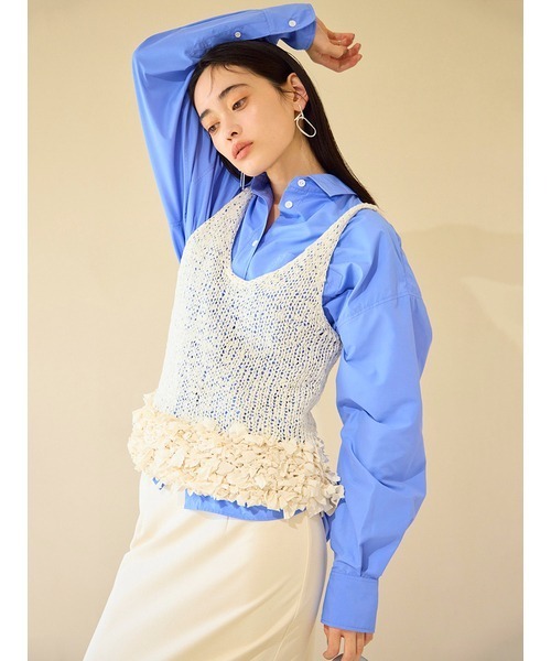 emmi（エミ）の「ダンボールアイラインタックスカート（スカート・レディース・ブラック/アイボリー・1/0）」の4枚目の写真