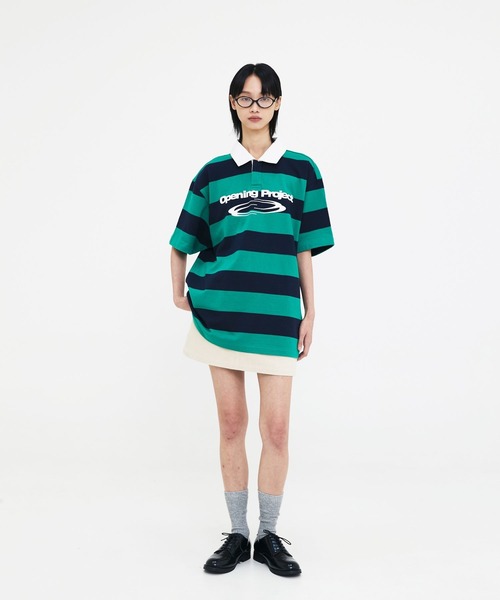 Opening Project（オープニングプロジェクト）の「【UNISEX】Opening Project／ストライプＴ（Tシャツ/カットソー・レディース・グレー/ホワイト/ライトグリーン・MEDIUM/LARGE）」の11枚目の写真