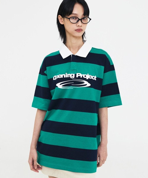 Opening Project（オープニングプロジェクト）の「【UNISEX】Opening Project／ストライプＴ（Tシャツ/カットソー・レディース・グレー/ホワイト/ライトグリーン・MEDIUM/LARGE）」の12枚目の写真