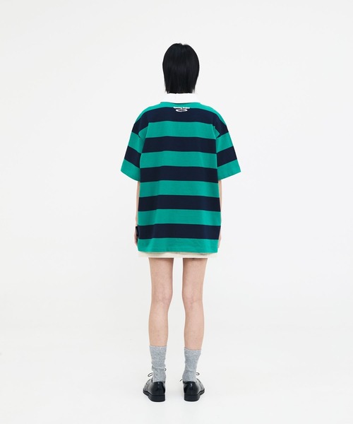 Opening Project（オープニングプロジェクト）の「【UNISEX】Opening Project／ストライプＴ（Tシャツ/カットソー・レディース・グレー/ホワイト/ライトグリーン・MEDIUM/LARGE）」の16枚目の写真