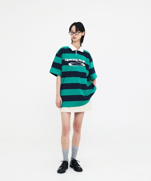 Opening Project（オープニングプロジェクト）の「【UNISEX】Opening Project／ストライプＴ（Tシャツ/カットソー・レディース・グレー/ホワイト/ライトグリーン・MEDIUM/LARGE）」の17枚目の写真