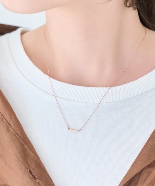 Phoebe(フィービィー)の「【金属アレルギー対応】ストレートバービジューネックレス/全長:39cm+3cm(ネックレス・レディース・イエローゴールド/シルバー/シャンパン・FREE)」の3枚目の写真