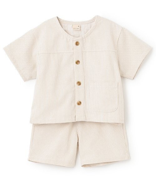 petit main（プティマイン）の「布帛半袖セットアップ（セットアップ・キッズ・ブルー/ストライプ・110cm/80ｃｍ/130cm/120cm/90cm/100cm）」の2枚目の写真