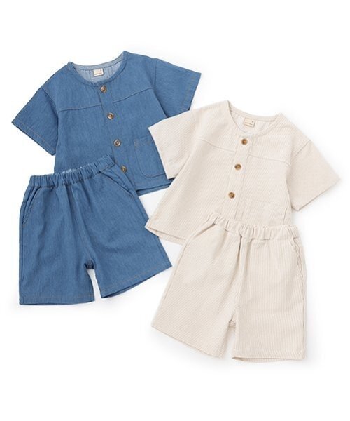 petit main（プティマイン）の「布帛半袖セットアップ（セットアップ・キッズ・ブルー/ストライプ・110cm/80ｃｍ/130cm/120cm/90cm/100cm）」の17枚目の写真