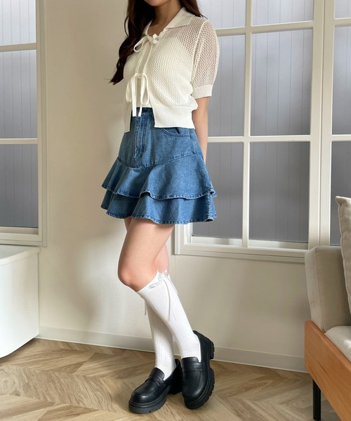 WEGO（ウィゴー）の「WEGO/デニムフリルミニスカート（デニムスカート・レディース・ブラック系その他/ライトインディゴブルー・FREE）」の11枚目の写真