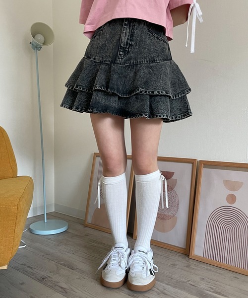 WEGO（ウィゴー）の「WEGO/デニムフリルミニスカート（デニムスカート・レディース・ブラック系その他/ライトインディゴブルー・FREE）」の12枚目の写真