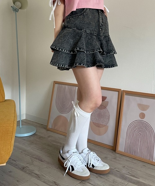 WEGO（ウィゴー）の「WEGO/デニムフリルミニスカート（デニムスカート・レディース・ブラック系その他/ライトインディゴブルー・FREE）」の15枚目の写真