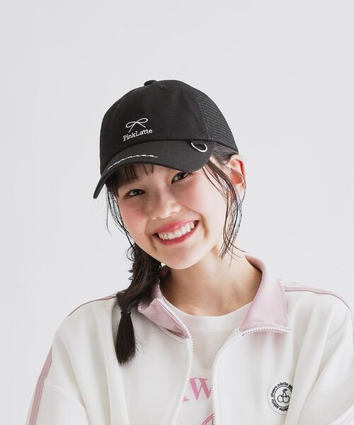 PINK-latte（ピンクラテ）の「リボンキャップ（キャップ・キッズ・ブラック/ホワイト/ライトブルー/ベビーピンク・00）」の14枚目の写真