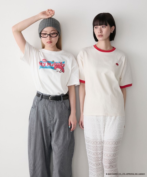sanrio(サンリオ)の「【My Melody × forksy.】アソートプリント 半袖TEE(Tシャツ/カットソー・レディース・ブラック/ホワイト系/ネイビー/ホワイト・FREE)」の5枚目の写真