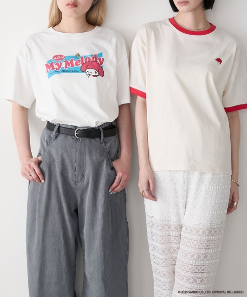 sanrio(サンリオ)の「【My Melody × forksy.】アソートプリント 半袖TEE(Tシャツ/カットソー・レディース・ブラック/ホワイト系/ネイビー/ホワイト・FREE)」の6枚目の写真