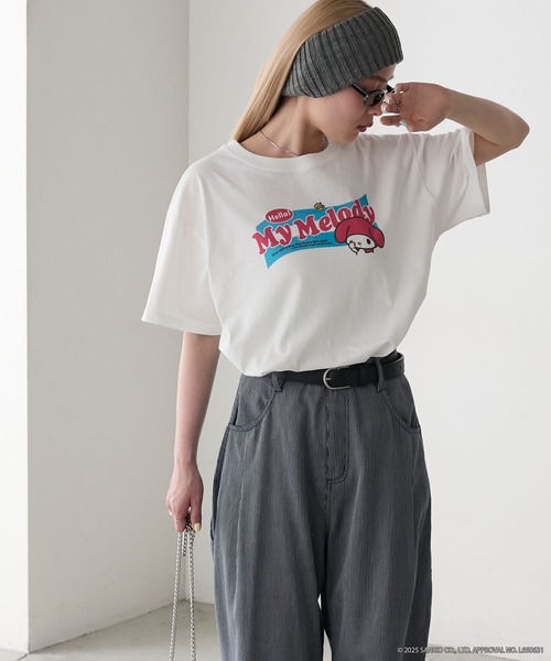 sanrio(サンリオ)の「【My Melody × forksy.】アソートプリント 半袖TEE(Tシャツ/カットソー・レディース・ブラック/ホワイト系/ネイビー/ホワイト・FREE)」の9枚目の写真