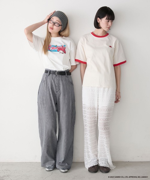 sanrio(サンリオ)の「【My Melody × forksy.】アソートプリント 半袖TEE(Tシャツ/カットソー・レディース・ブラック/ホワイト系/ネイビー/ホワイト・FREE)」の19枚目の写真