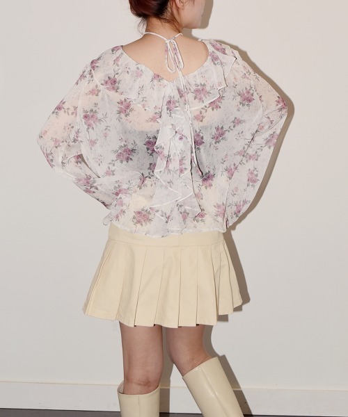 VIVID LADY(ビビッドレディー)の「花柄 シアーブラウス 長袖 チョーカー付 2WAY(シャツ/ブラウス・レディース・ピンク/イエロー/ブルー・FREE)」の18枚目の写真