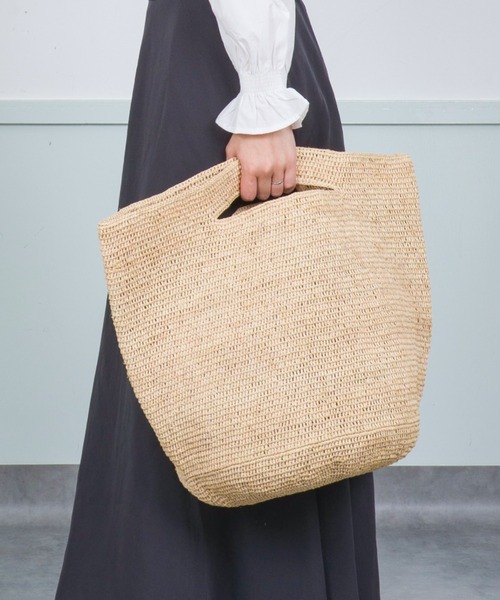 MADE IN MADA 大きめ かごバッグラフィア トートバッグ ハンドバッグ MADE IN MADA /メイドインマダ】大きめ かごバッグ ラフィア