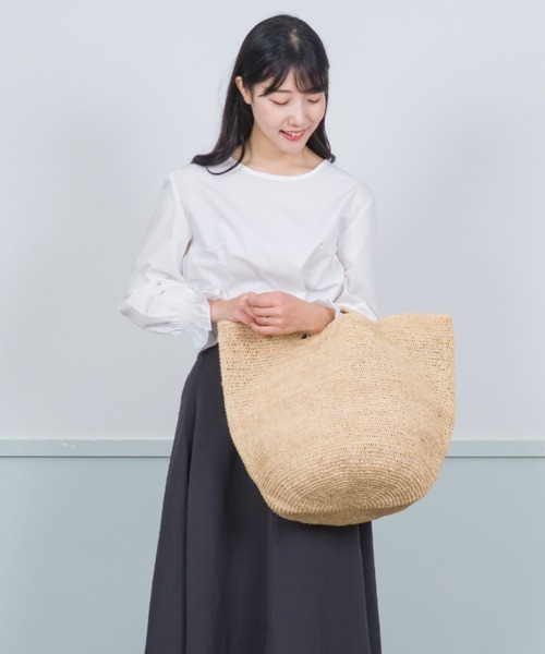 かごバッグ　ラフィア　トートバッグ✨ セール】【MADE IN MADA /メイドインマダ】大きめ かごバッグ