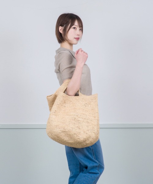 MADE IN MADA 大きめ かごバッグラフィア トートバッグ ハンドバッグ セール】【MADE IN MADA /メイドインマダ】大きめ かごバッグ