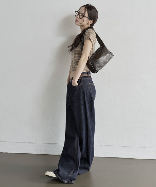 UNE MANSION（ユヌマンション）の「【ショルダーバッグ/ハンドバッグ】2WAYユニークシルバースタッズボックスバッグ（ショルダーバッグ・レディース・アイボリー/ブラック/ブラウン/ピンク・ONE SIZE）」の15枚目の写真