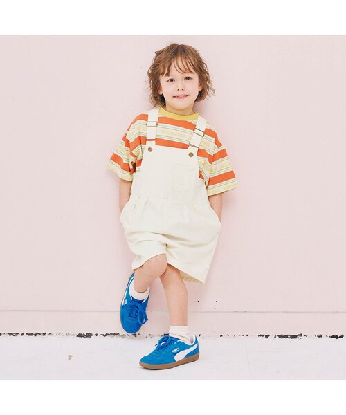 p.premier(ピードットプルミエ)の「バックデザインハーフオーバーオール(サロペット/オーバーオール・キッズ・アイボリー/サックスブルー/ブラウン・80/90/100/110/120/130/140)」の9枚目の写真