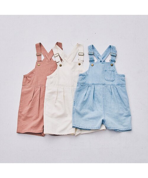 p.premier(ピードットプルミエ)の「バックデザインハーフオーバーオール(サロペット/オーバーオール・キッズ・アイボリー/サックスブルー/ブラウン・80/90/100/110/120/130/140)」の14枚目の写真