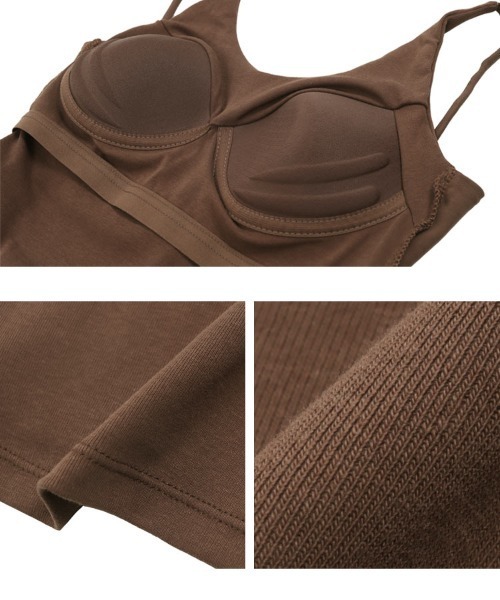 KOBE LETTUCE（コウベレタス）の「カップ付き 深Uネックタンクトップ（タンクトップ・レディース・ホワイト/ブラウン/杢グレー/ブラック・M）」の8枚目の写真